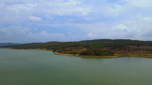 lake view on a cloudy day, reservoir water, lake, water supply, landscape