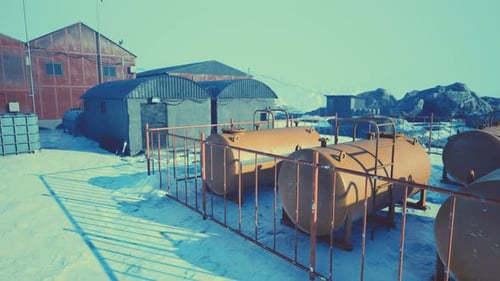 Aerial View of Antarctic Station in Antarctica
