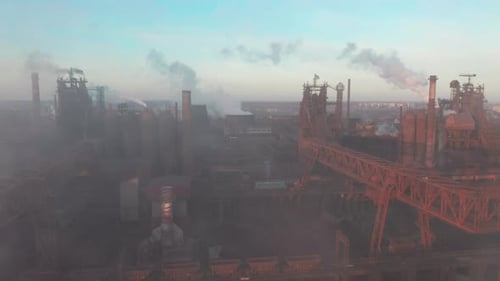 Industrial City of Mariupol Ukraine in the Smoke of Industrial Plants and Fog
