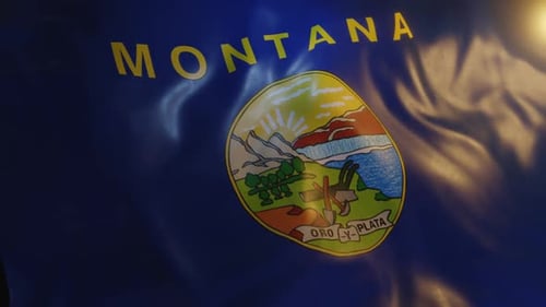 Realistic Montana State Flag Waving Animation