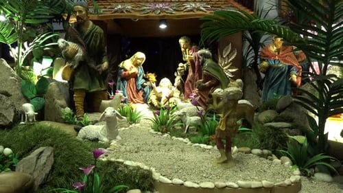 Artistic Nativity Scene Display of the Birth of Jesus