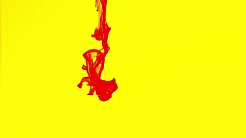 Red Liquid Abstract Flow on Yellow Background