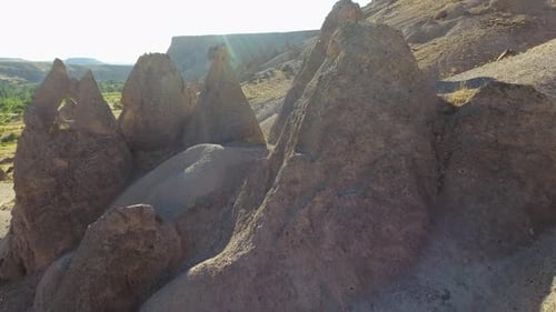Hoodoos, Fairy Chimneys and Sedimentary Volcanic Rock Formations in Eroded Stone Valley