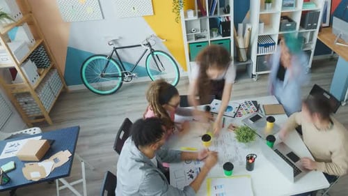 Time Lapse of Girls and Guys Business Team Working in Creative Office Together