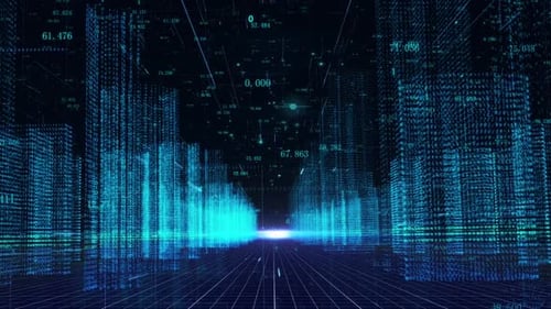 Future Science Fiction Particle Digital Holography Smart City Street Shuttle