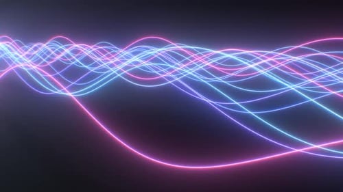 Abstract Pink Blue Retro Neon Lights Glow Wave Beam Line Wires Flow - 1080p