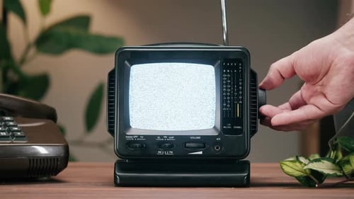 Retro Television with Static on Screen, Tuning Channel