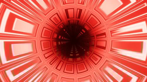 Futuristic Red Geometric Tunnel Loop Background