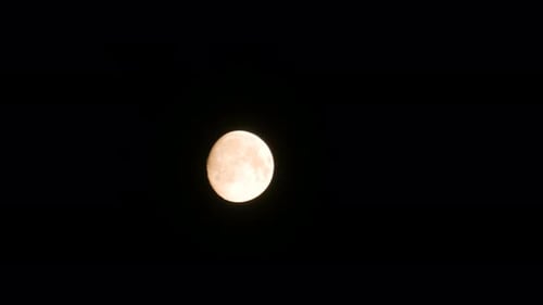 Bright Full Moon Against Black Sky at Night