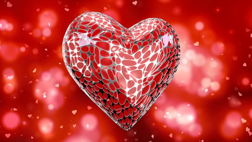 Dynamic Abstract Heart Loop with Red Bokeh Background