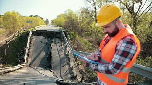 Flood Damaged Closed Highway Road Bridge