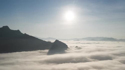 Aerial view Beautiful of morning scenery Golden light sunrise.