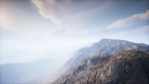 Volcano Crater Landscape with Fog