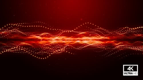 Red Digital Particles Wave Background Loop V5
