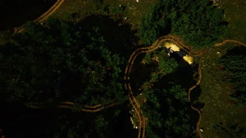 Aerial View of the Road Through the Forest
