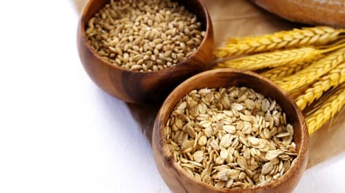 Grains and Oats with Golden Wheat Stalks