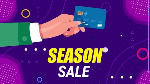 Animated Hand Holding Credit Card for Season Sale Promo