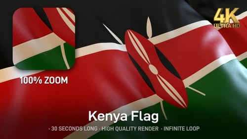 Realistic Kenyan Flag Waving Loop Animation