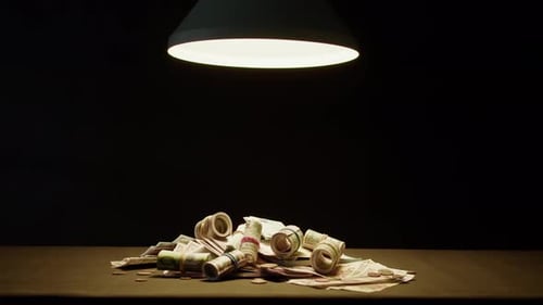 Money Cash on Table Closeup