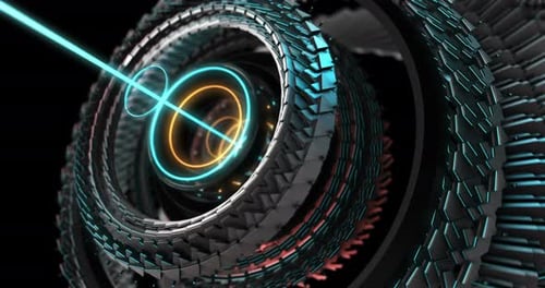 3D Motion Graphic elements, abstract hi-tech circle, robotic gear UI. 4K Loop
