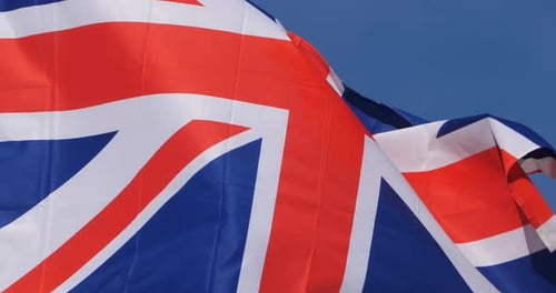United Kingdom Flag Blowing in the Wind