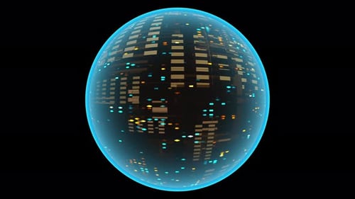 Futuristic Data Sphere with Glowing Digital Information