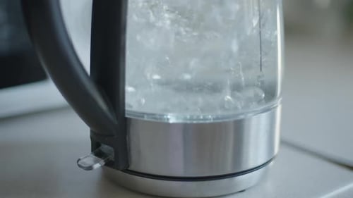 Water Boiling in Glass Electric Kettle