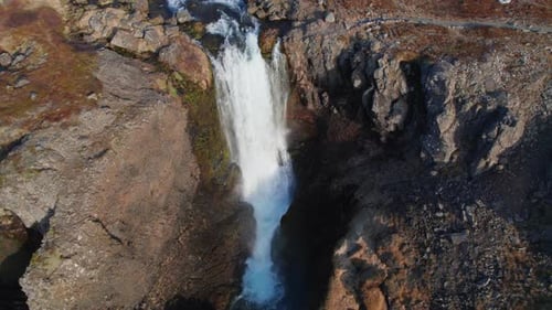 Aerial View of Dynjandi Falls Westfjords Iceland