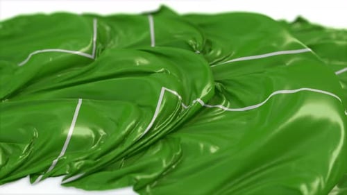 Realistic Waving Green Fabric with White Lines
