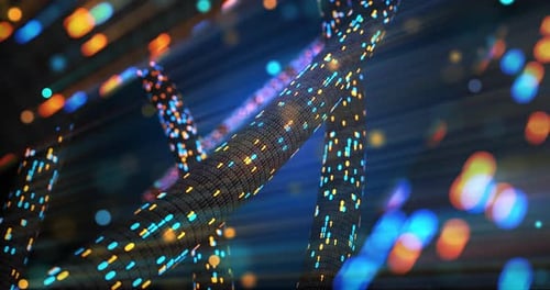 Futuristic Digital Data Flow Network with Binary Code