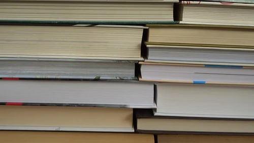 Close-up of a Pile of Books