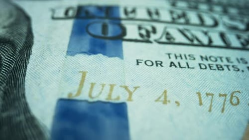 Macro Shot Details of a 100 Dollar Bill