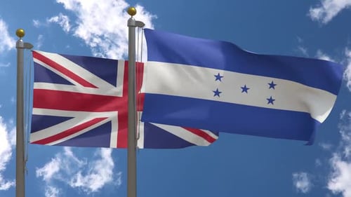 United Kingdom and Honduras Flags Waving Together