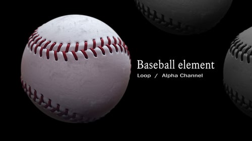 Rotating 3D Baseball Loop on Black Background