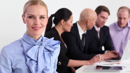 Professionals Working Together at Business Meeting