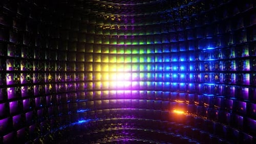 Abstract Neon Light Grid Tunnel Background Loop