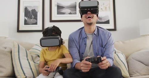 Father and Child Play VR Games Together