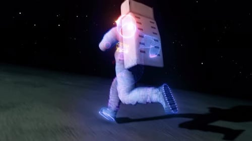 Running Astronaut in Moons Surface 4k