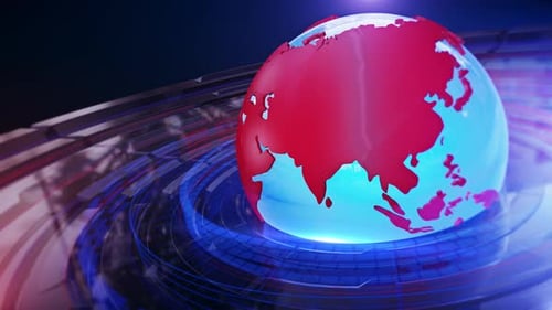 Futuristic Rotating World Globe for Broadcast News Intro