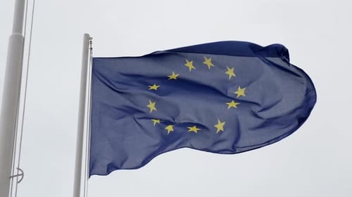 European Union Flag Waving in the Wind