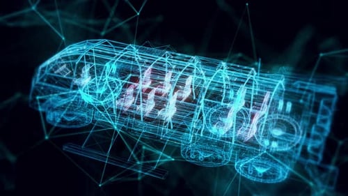 Futuristic Transport Shuttle Hologram Close Up 4k