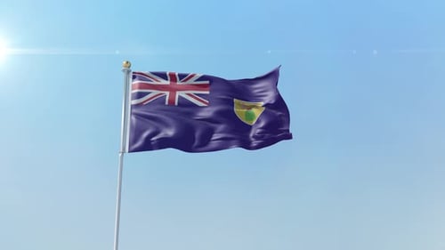 Realistic 3D Turks and Caicos Islands Flag Waving