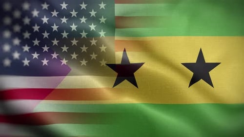 Fondo de bucle de bandera de Santo Tomé y Príncipe de Estados Unidos 4K