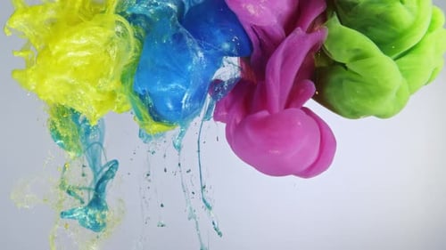 Colorful Paint Mixing in Clear Liquid