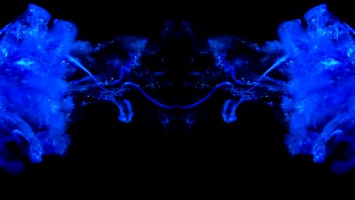Abstract Symmetrical Blue Liquid on Black Background