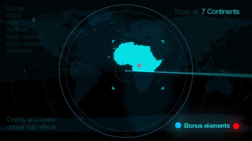 Futuristic Radar Scan Animation with World Map and Data Points