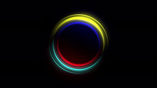 Animierte bunte kreisförmige Energie auf schwarzem Hintergrund