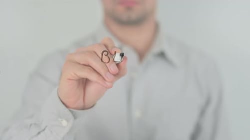Man Writes 'Blah' on Transparent Surface