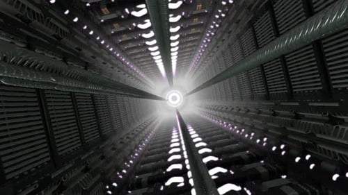 Futuristic Sci-Fi Tunnel Flythrough with Glowing Lights Animation