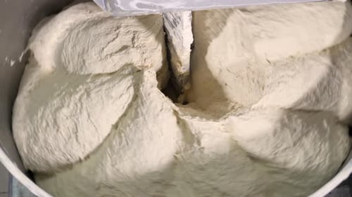 Machine Knead the Dough From Flour Production Plant Bread Plant Bread Fresh Baked Bun Bread Bakery